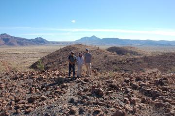 Dr. Panich stands with his mexican colleagues at a prehistory obsidian quarry in Baja California, Mexico.