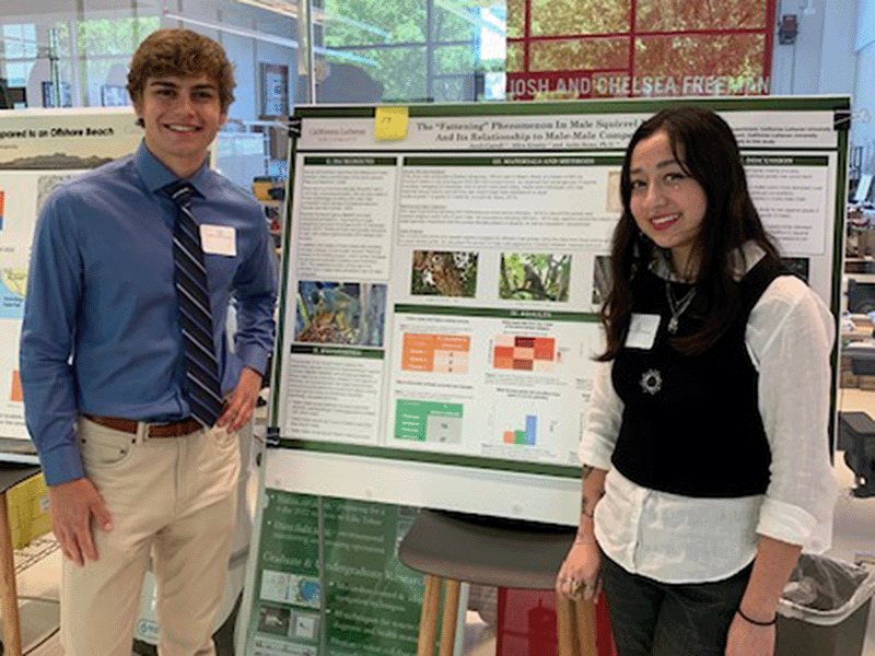 Students standing by their poster