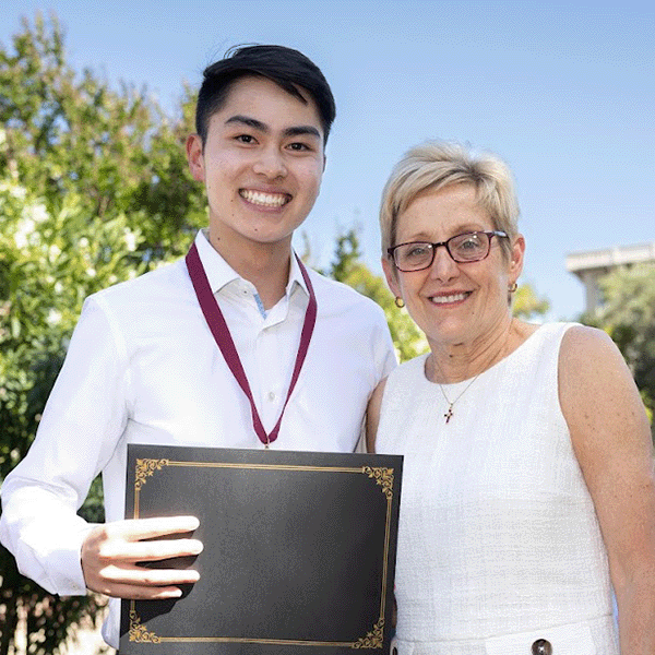 Allen Dao and SCU President Julie Sullivan