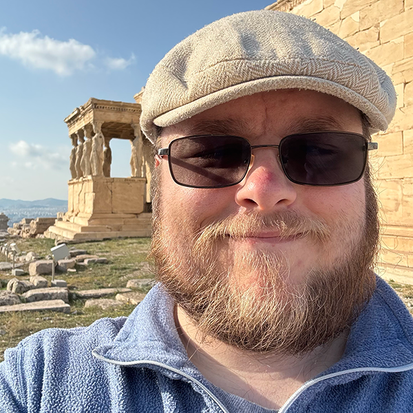 Nicholas Lindberg at the Caryatid Porch in Greece during Thanksgiving break.