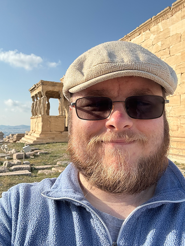 Nicholas Lindberg at the Caryatid Porch in Greece during Thanksgiving break.