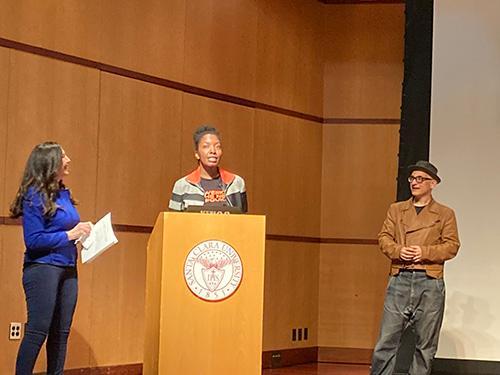 Speakers at podium