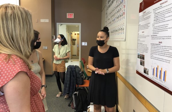 Students standing in front of academic posters