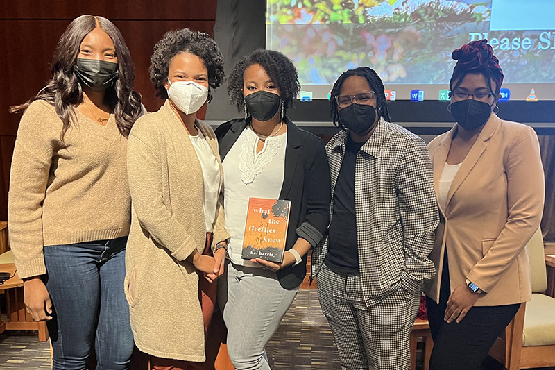 Ezinne Ofoegbu (Educational Leadership), CiAuna Heard (WGST), Kai Harris (English), Leticia Ridley (Theatre and Dance), and Melissa Brown (Communications).