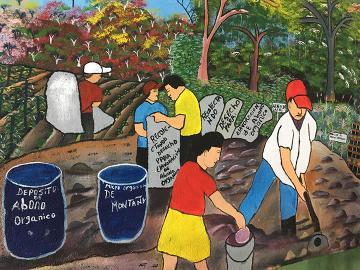 Mural of Nicaraguan co-op members