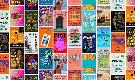 A collage of book covers from The Center for Fiction longlist.