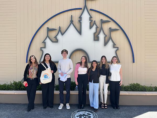 SCU Communucation students outside Walt Disney Animation Studios