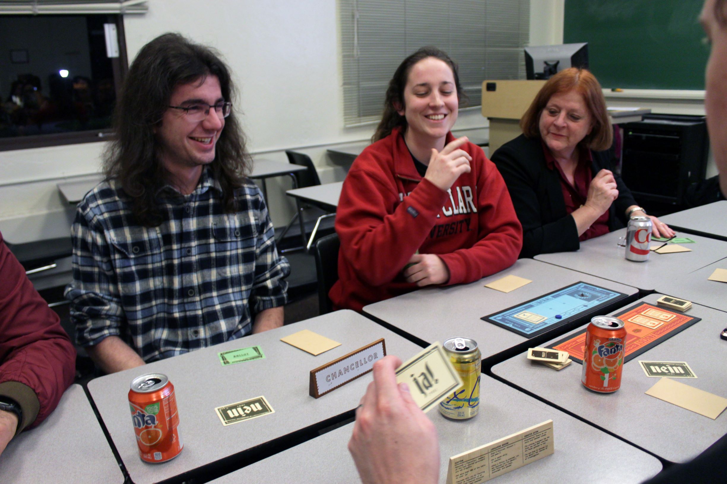 Students playing Secret Hitler game