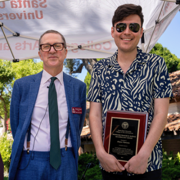 Dean Daniel Press and Ráyo Furuta recipient of the 2023 Professor Francisco Jiménez Reaching Out Award