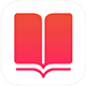 Red and pink open book icon on white background.