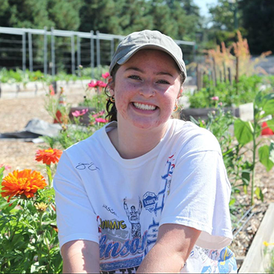 Christina Nelson in the garden