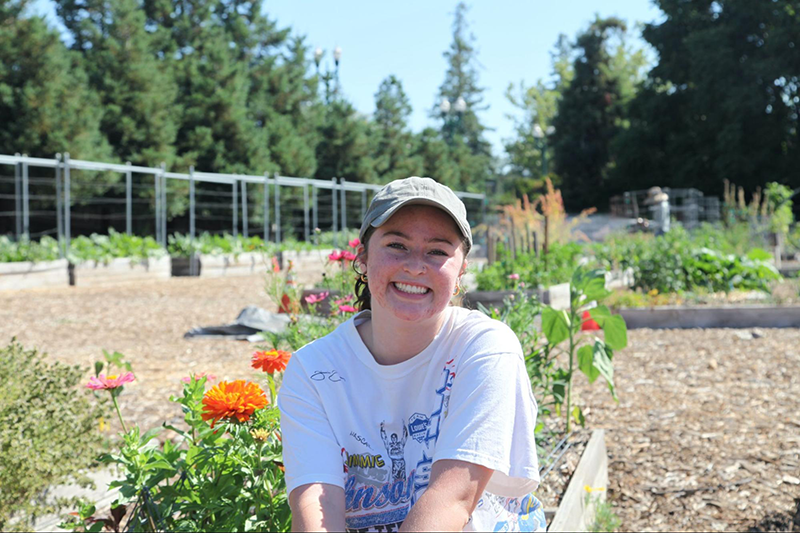 Christina Nelson in the garden