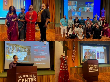 Participants at the Raising Native Voices: Power Shifts and Politics reflected in dress traditions talk at the September 2023 Costume Society of America Western Region sympsium