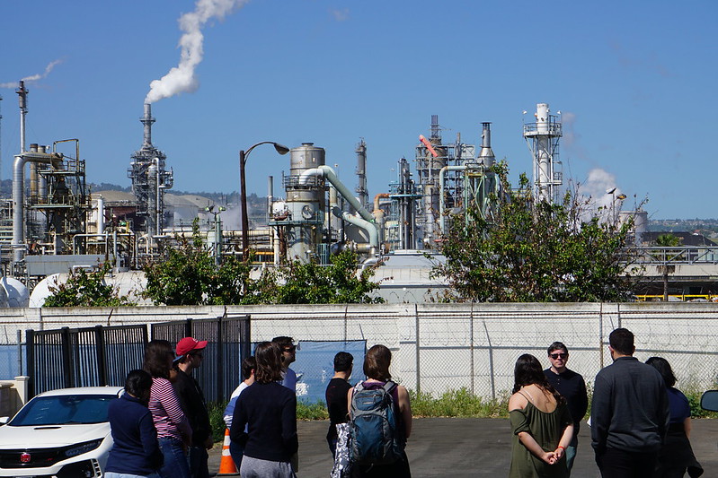 UCLA Law students and faculty participating in a toxic tour of Wilmington, CA