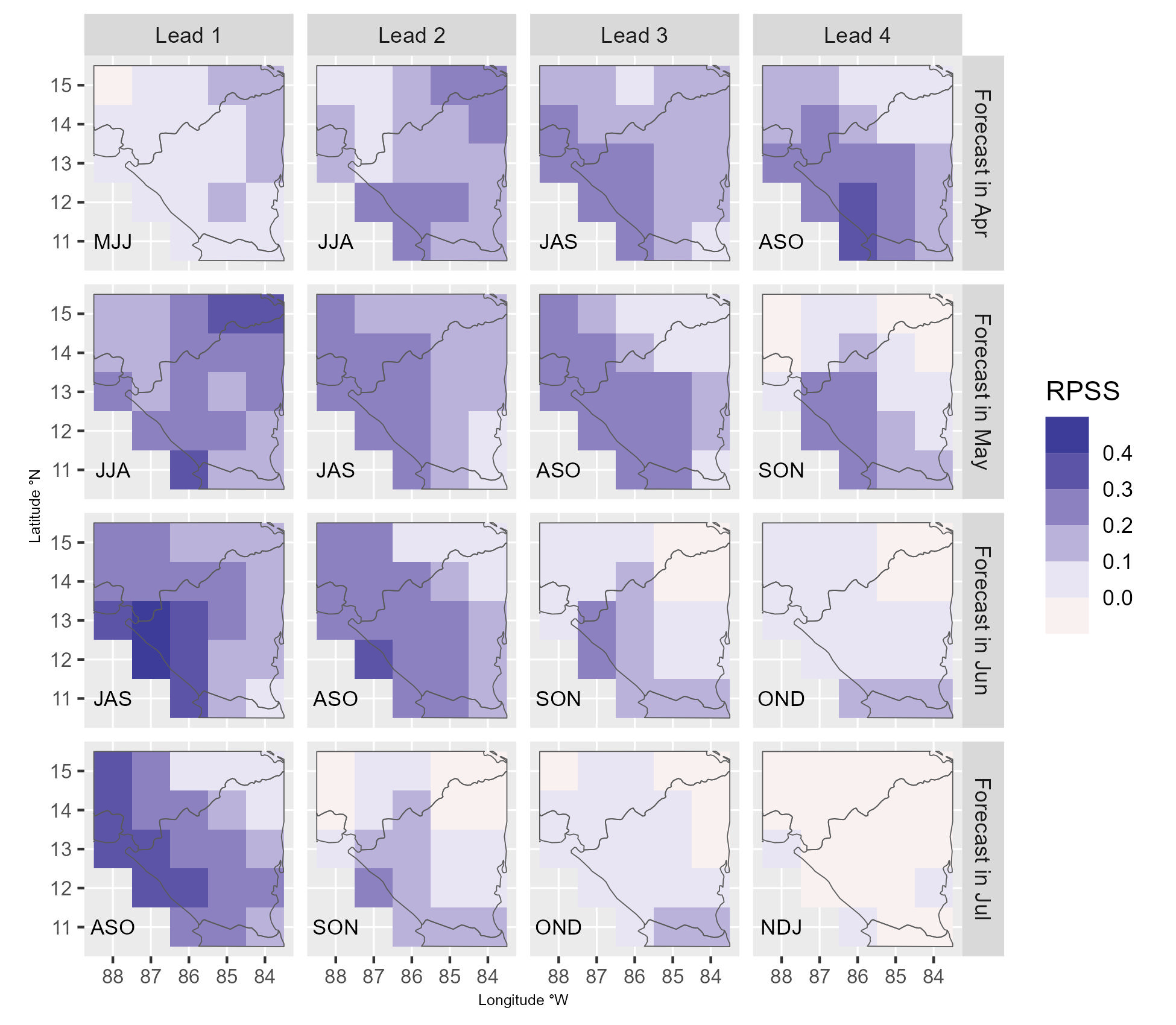 Skill Assessment for Seasonal Forecasts over Nicaragua 