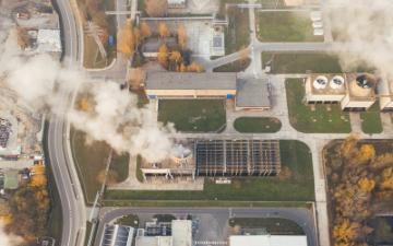 aerial view of a power plant