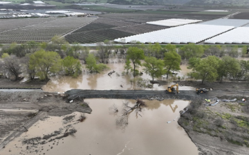 Aerial view of Pajaro Levee 2023 after flooding. Photo by CA Department of Water Resources. 