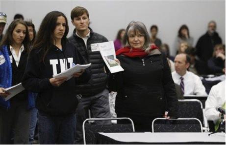 Xiuhtezcatl Martinez and other anti-fracking activists present studies to members of the Oil and Gas Task Force who plan to provide recommendations to Colorado Gov. John Hickenlooper