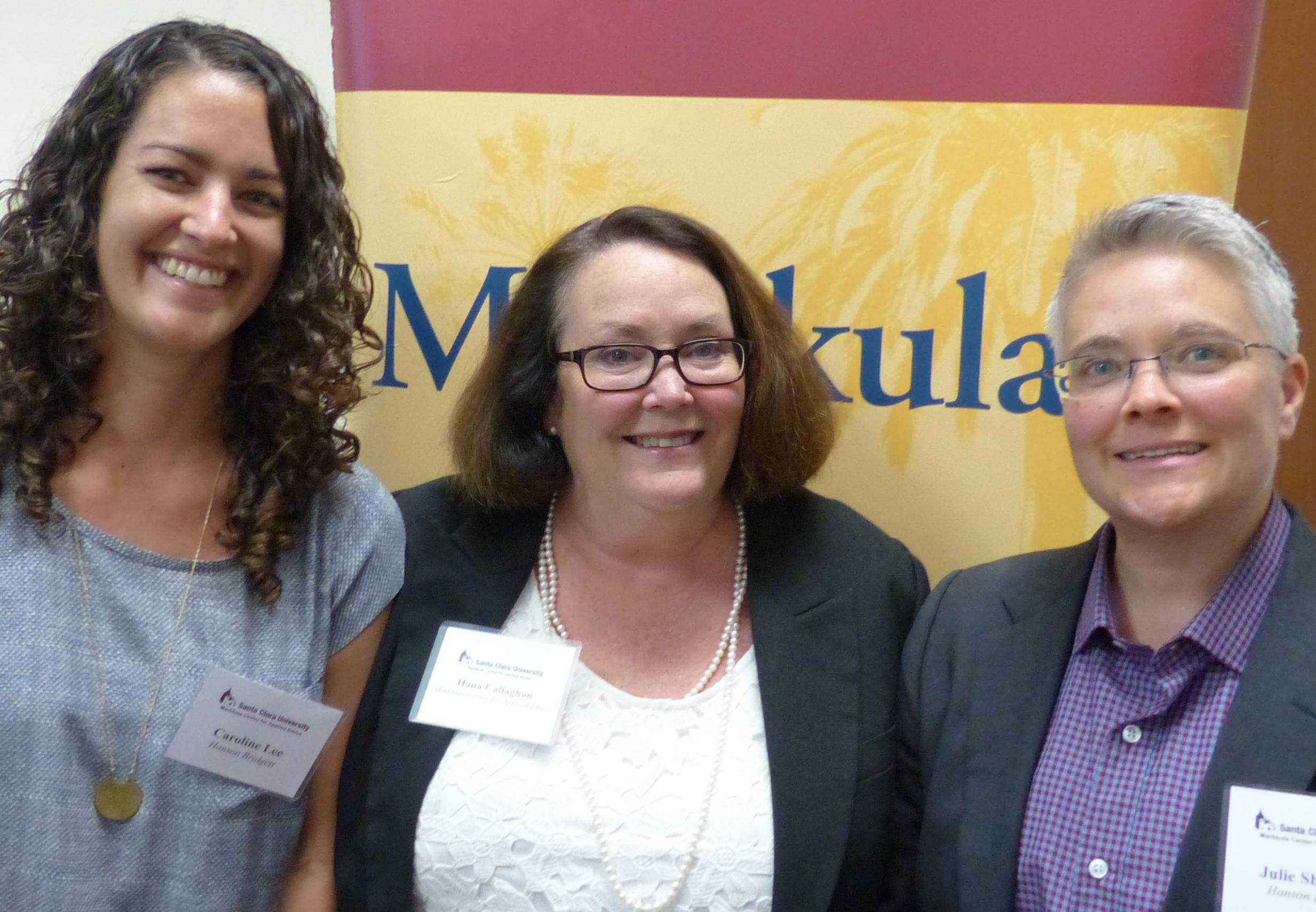 Hana Callaghan, Julie Sherman, and Caroline Lee at the August 21, 2015 Public Sector Roundtable