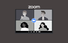 Screenshot of a Zoom meeting with four participants' profile pictures.