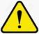 Yellow caution sign with black exclamation mark inside a triangle.