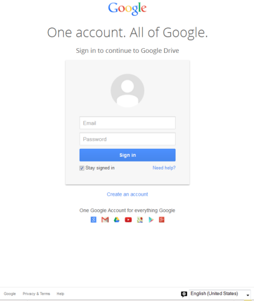 Google login page phishing attempt, titled 