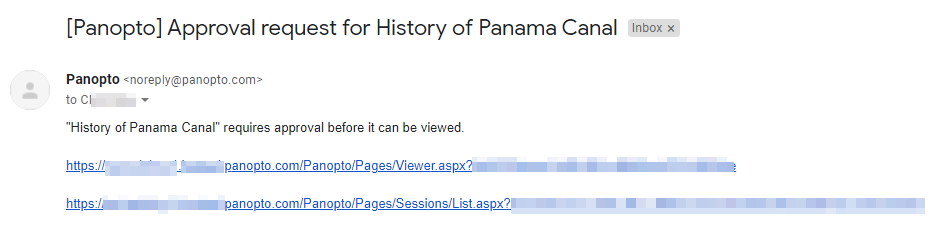 Panopto approval email to publishers