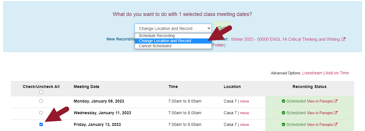 Alt text: Screenshot of middleware location table with various datasets and their statuses.