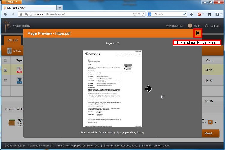 Alt text: Print preview window with print settings menu and document.