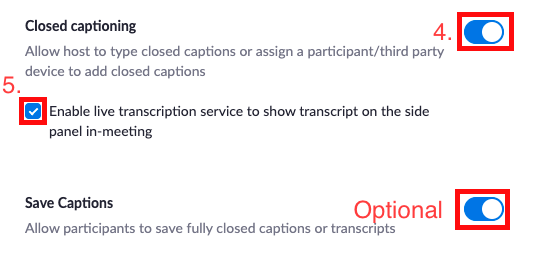 Enable live transcription in Zoom