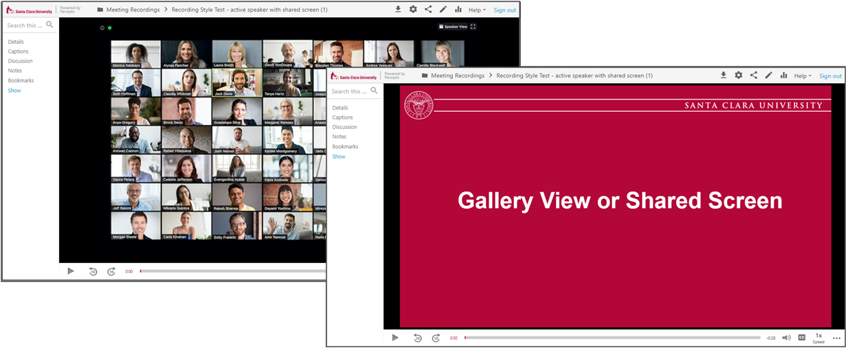 Screenshot of gallery view during a video call with shared text 