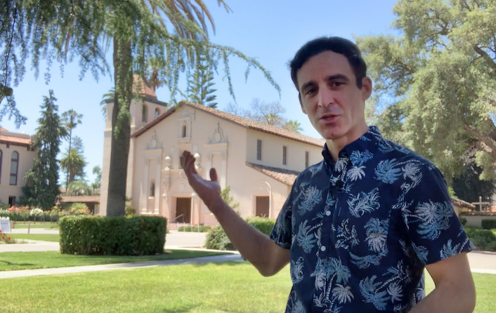 Justin Boren standing in front of the Mission Church