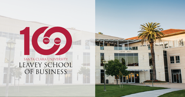 Lucas Hall and Leavey School of Business Centennial Logo