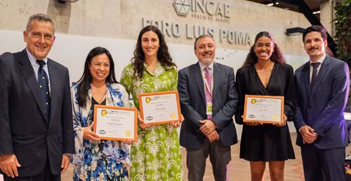 Group of students holding awards