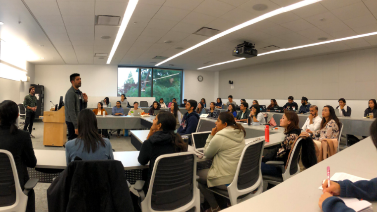 Students attending SAP Info Session in a conference room at SAP's offices