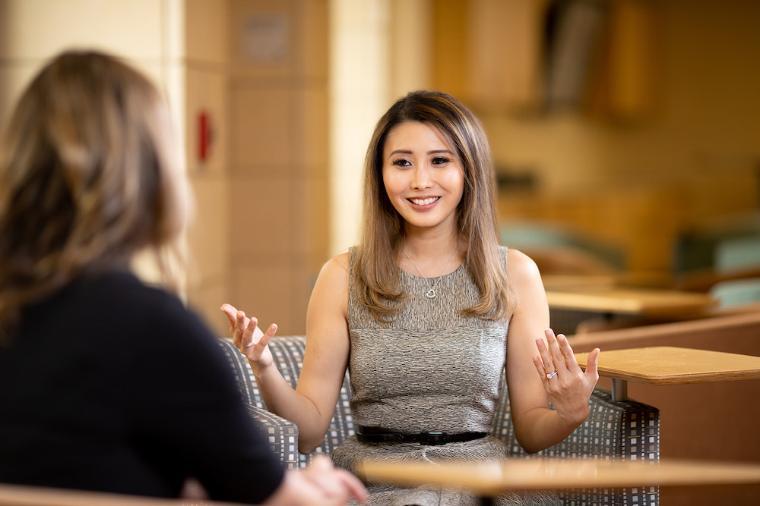 Student and career coach meeting in Lucas Hall