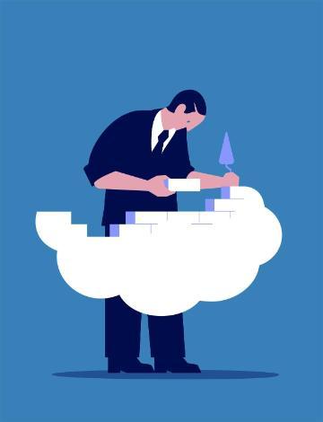 An individual is organizing documents within a cloud-shaped folder.