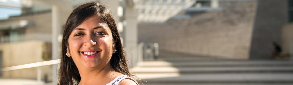 Alumna Neeti Tulsyan outside San Jose City Hall