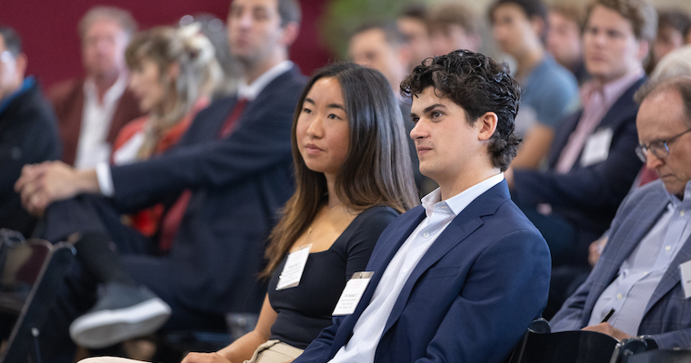 SCU students attentively listening to Leavey's Real Estate Symposium