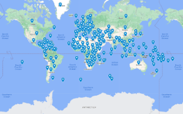 Map Showing MOBI Students and Alumni around the World