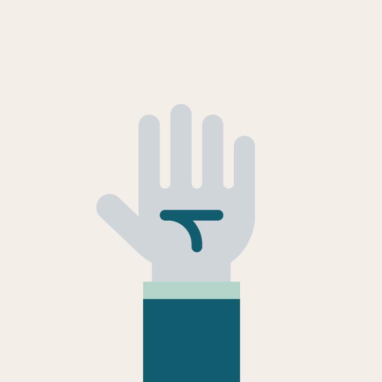 An icon of a hand being raised
