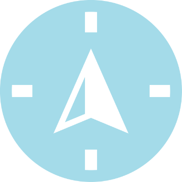 Blue compass emblem with directional indicators.