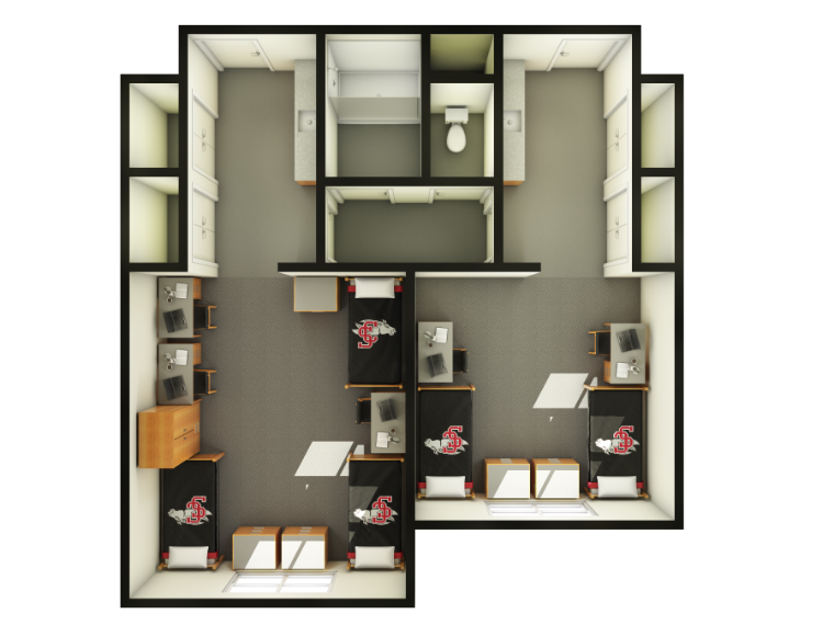 Floor plan for two rooms, titled 