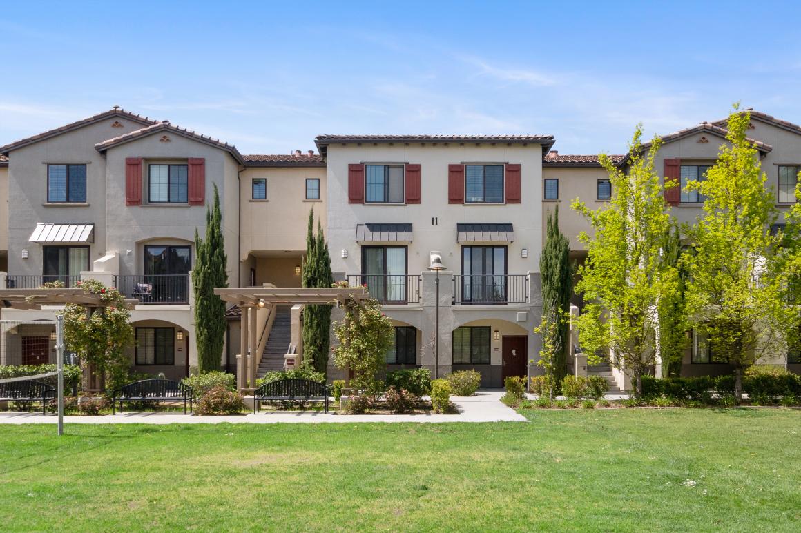 Outside view of white condos 