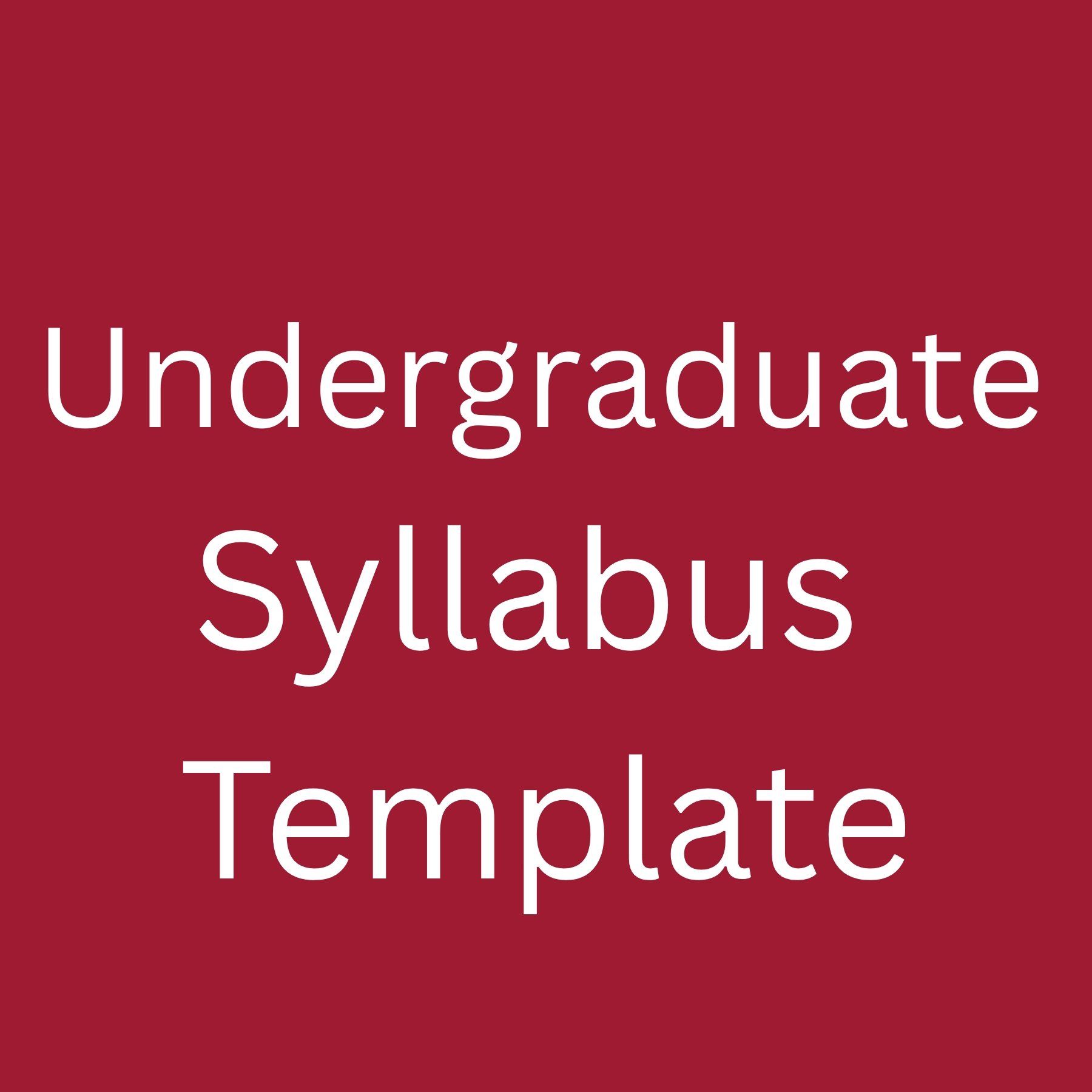 Undergraduate Syllabus Template Tile 