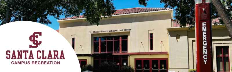 Image of malley center with campus recreation logo