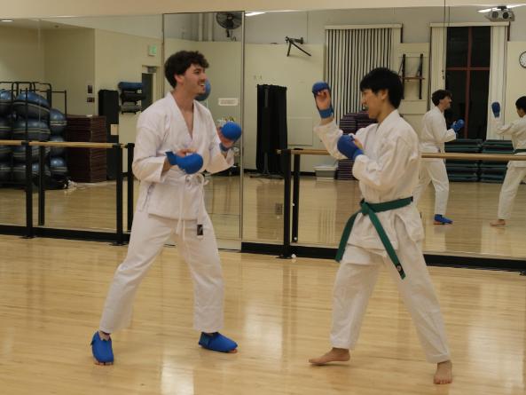 Two students in shotokan karate