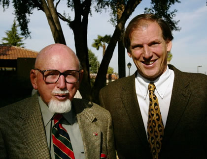 Bill Nicholson and son John at dedication ceremony