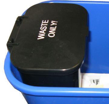 Blue waste bin with a 