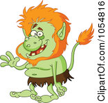 Cartoon green troll with orange hair and a brown loincloth, Clipart.com watermark visible.